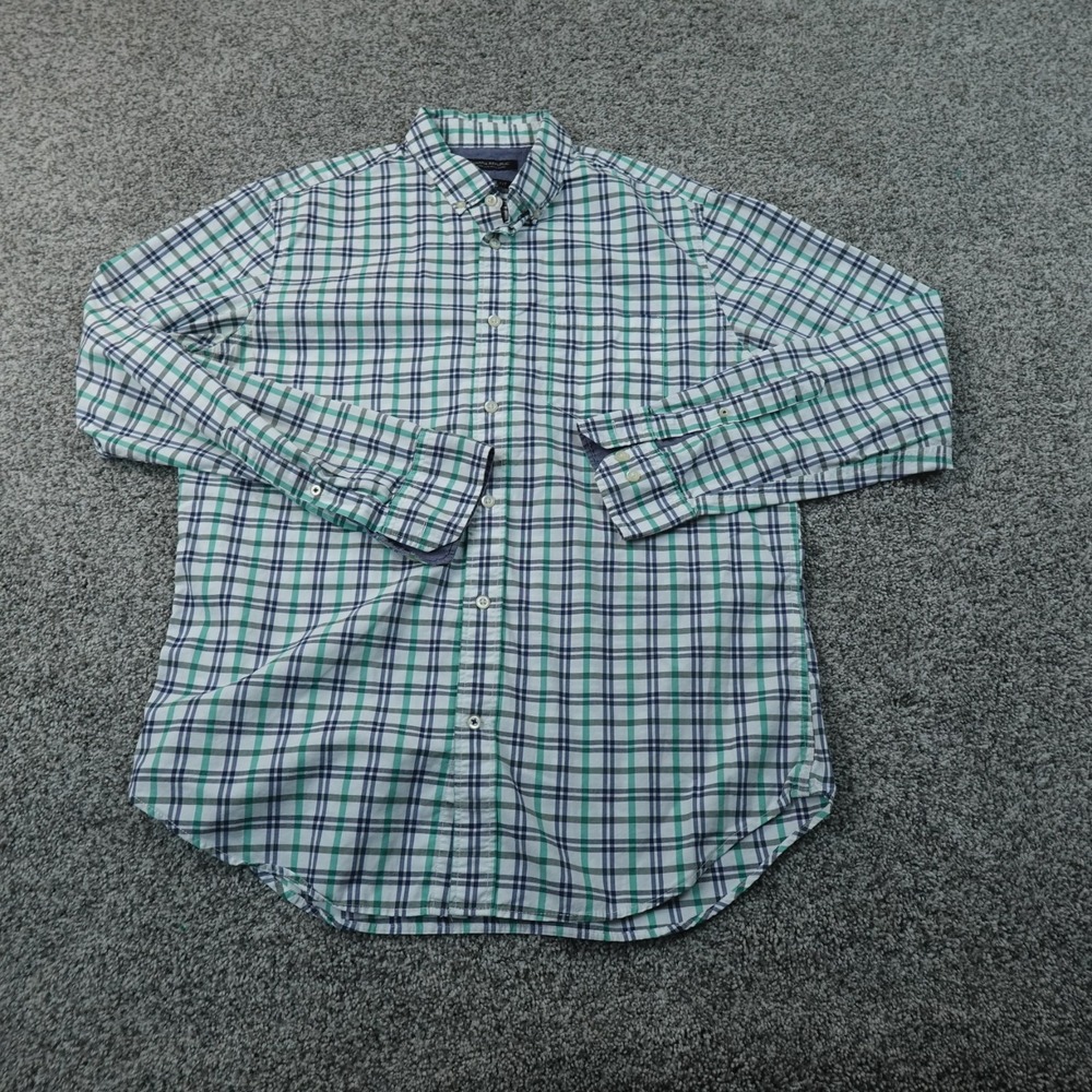 Banana Republic Shirt Mens M Green Plaid Button Up Long Sleeve Check Preppy Top